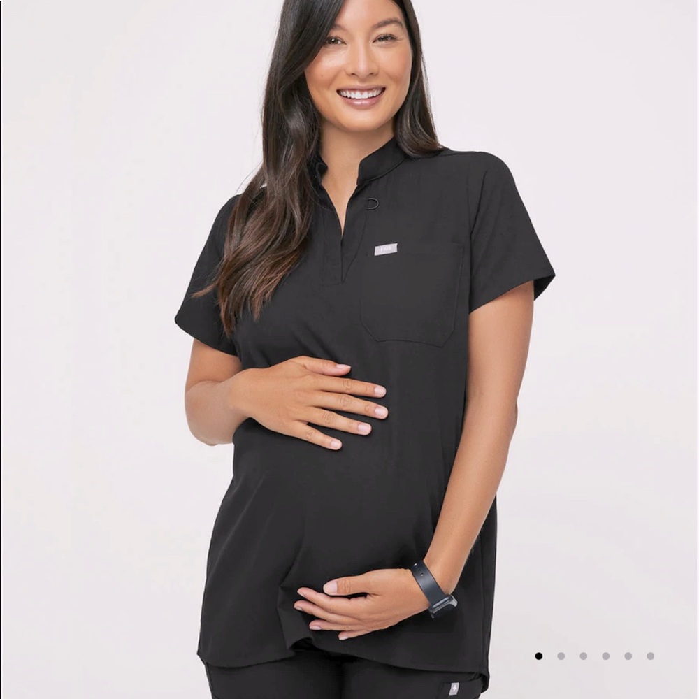 Figs Kitale Maternity Scrub Top Black Small
